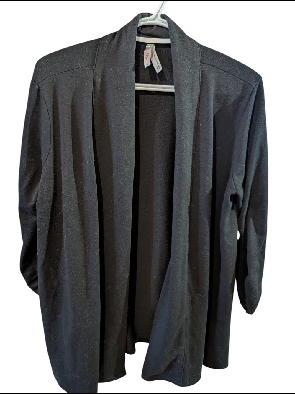 2/22$ Black Open Front Cardigan